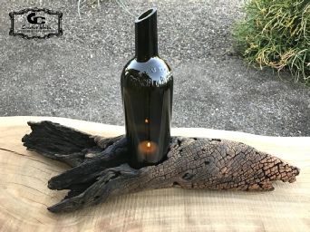 Arizona Palo Verde Driftwood Wine Bottle Art Candle Holder