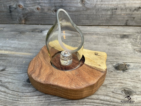 Shoe String Acacia Tranquil Amber Wine Candle Art Holder Set